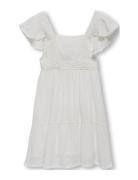Kmgeva S/L Back Cut Out Dress Wvn Kids Only White