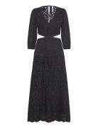 Embroidered Dress With Slits Mango Black