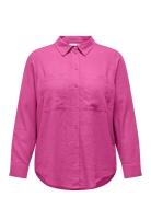 Carcaro L/S Ovs Linen Shirt Tlr ONLY Carmakoma Pink