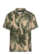 Flowing Tropical Print Shirt Mango Green