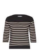 Striped Boat-Neck T-Shirt Mango Black