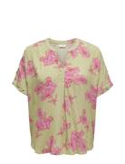 Cartilda Life S/S V-Neck Top Aop ONLY Carmakoma Green