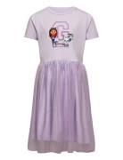 Dress Ss W. Tulle Minymo Purple