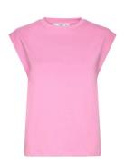 Rounded Neck Cotton T-Shirt Mango Pink