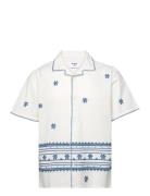 Didcot Ss Shirt Daisy Embroidery Ecru/Blue Wax London White