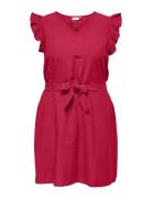 Carjupiter Life S/L Frill Abk Dress Wvn ONLY Carmakoma Red