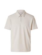 Slhrelax-Plisse Half Zip Ss Polo Ex Selected Homme Cream
