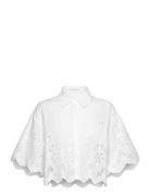 Bibi Short Sleeve Embroidered Blouse Malina White