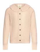 Pointelle Knitted Cable Cardigan W. Collar Copenhagen Colors Beige