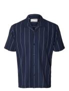Slhreg-West Shirt Ss Resort Camp Selected Homme Navy