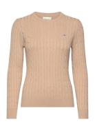 Stretch Cotton Cable C-Neck GANT Beige