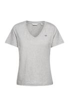 Reg Shield Ss V-Neck T-Shirt GANT Grey