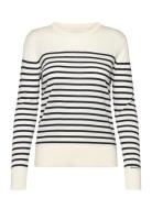 Fine Knit Striped C-Neck GANT White