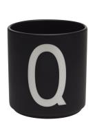 Black Porcelain Cups A-Z Design Letters Black