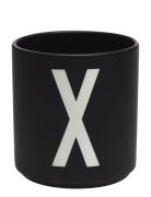 Black Porcelain Cups A-Z Design Letters Black