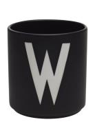 Black Porcelain Cups A-Z Design Letters Black