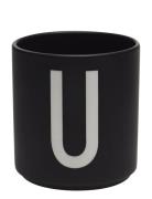 Black Porcelain Cups A-Z Design Letters Black