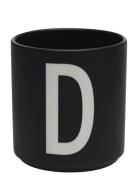 Black Porcelain Cups A-Z Design Letters Black