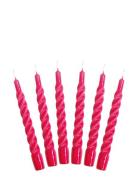 Twisted Candles, 6 Piece Box Kunstindustrien Pink