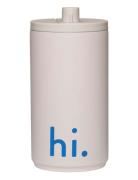 Travel Mug Design Letters Beige