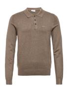 Long Sleeve Knitted Poloshirt Lindbergh Brown