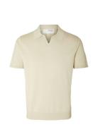Slhteller Ss Knit Polo Selected Homme Beige