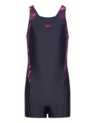 Girls Hyperboom Splice Legsuit Speedo Navy