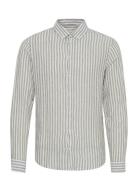 Cfanton Ls Bd Striped Linen Mix Shi Casual Friday Green