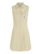 Sleeveless Cotton Shirt Dress Calvin Klein Jeans Beige