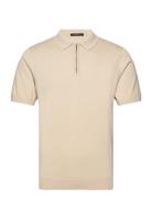 Zip Neck Ss Polo French Connection Beige