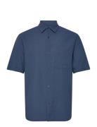 Cotton Linen Victor Shirt Ss Mads Nørgaard Blue