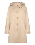 Hooded Cotton-Blend Balmacaan Coat Lauren Ralph Lauren Beige