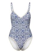 Nila V-Neck Crochet Trimmed Swimsuit Malina Blue