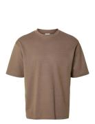 Slhlooseoscar Ss O-Neck Tee Noos Selected Homme Brown