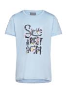 T-Shirt W. Print -S/S, Girl Color Kids Blue