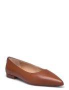 Londyn Burnished Leather Ballet Flat Lauren Ralph Lauren Brown