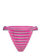 Stripe-Print Bikini Bottoms Mango Pink