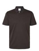 Slhfave Zip Ss Polo Noos Selected Homme Brown