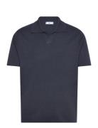 Fine-Knit Cotton Polo Shirt Mango Navy