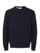 Slhross Ls Knit Structure Crew Neck Noos Selected Homme Navy