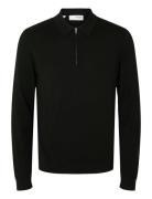 Slhberg Ls Half Zip Polo Noos Selected Homme Black