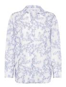 Floral-Embroidered Shirt Mango Blue