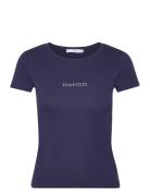 Logo Cotton T-Shirt Mango Navy