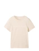 T-Shirt Logo Print Tom Tailor Beige