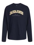 Jjecaleb Varsity Tee Ls O-Neck Jnr Jack & J S Navy