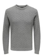 Onskalle Reg 12 Struc Crew Knit Noos ONLY & SONS Grey