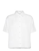 Short Sleeve Linen-Blend Shirt Mango White