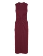 Midi-Dress With Draped Detail Mango Burgundy