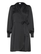 Vienna Ravenna L/S Short Wrap Dress-Noos Vila Black