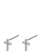 Clara Recycled Crystal Cross Earrings Pilgrim Silver